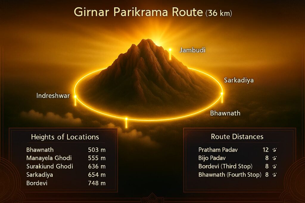 Girnar Parikrama Route and Distance 2025